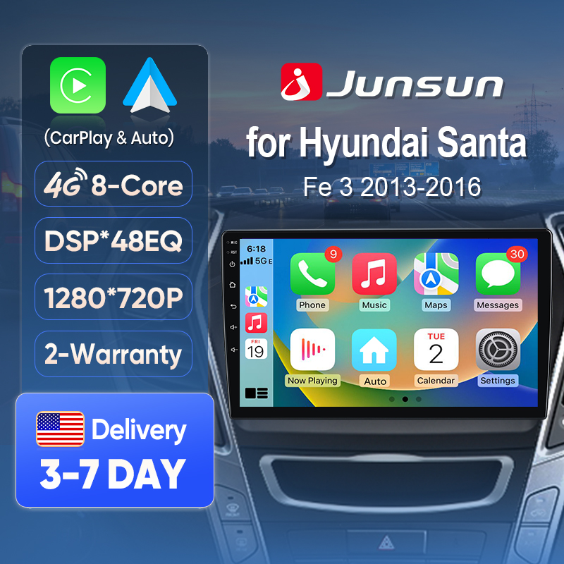 Traditional Korean Lifestyle - ジュンサンAI音声カーステレオラジオ ワイヤレスCarPlay（Apple、Android Auto対応）ヒュンダイIX45サンタフェ2013-2016用 タッチスクリーンBT GPS