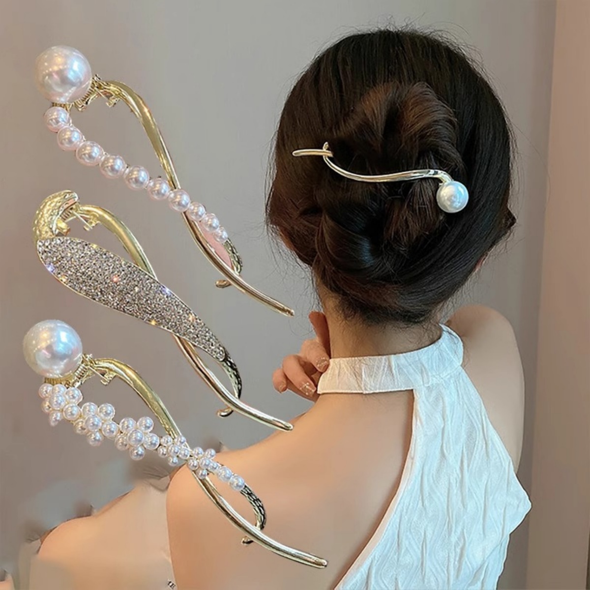 エレガントなグリッターパールヘアクリップ レディース トレン - Korean Girl Lifestyle のレビューと価格
