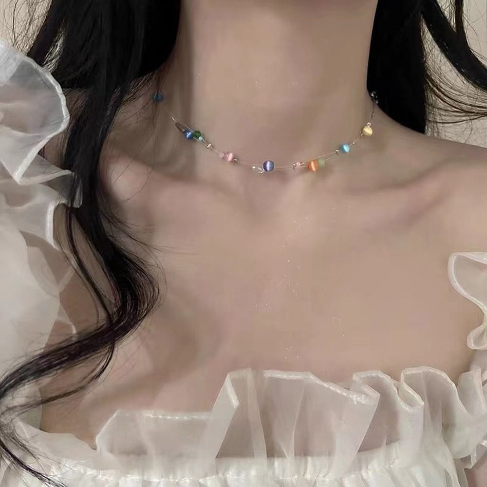 トレンディな合金韓国風ネックレス樹脂美学Y2kネックレスカラ - Korean Girl Lifestyle のレビューと価格