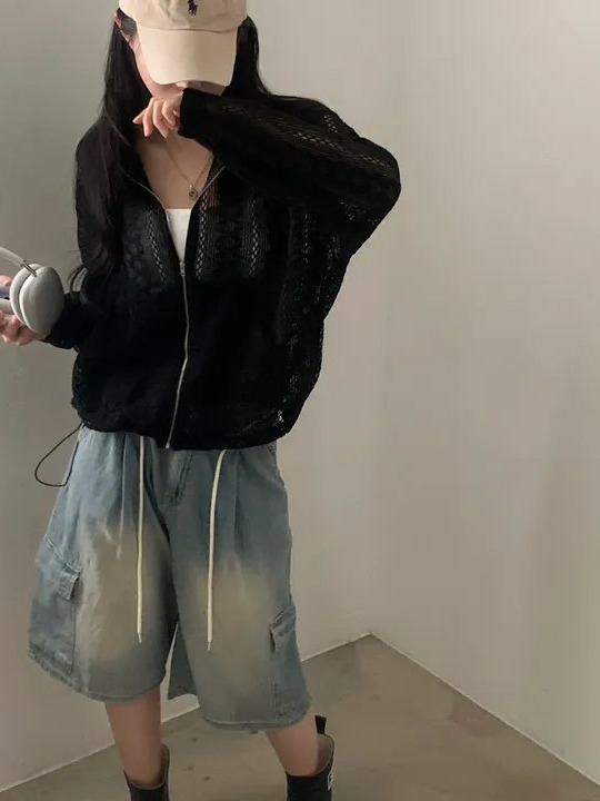 韓国風フード付きカジュアルジッパージャケット レディースファ - Korean Daily Lifestyle のレビューと価格